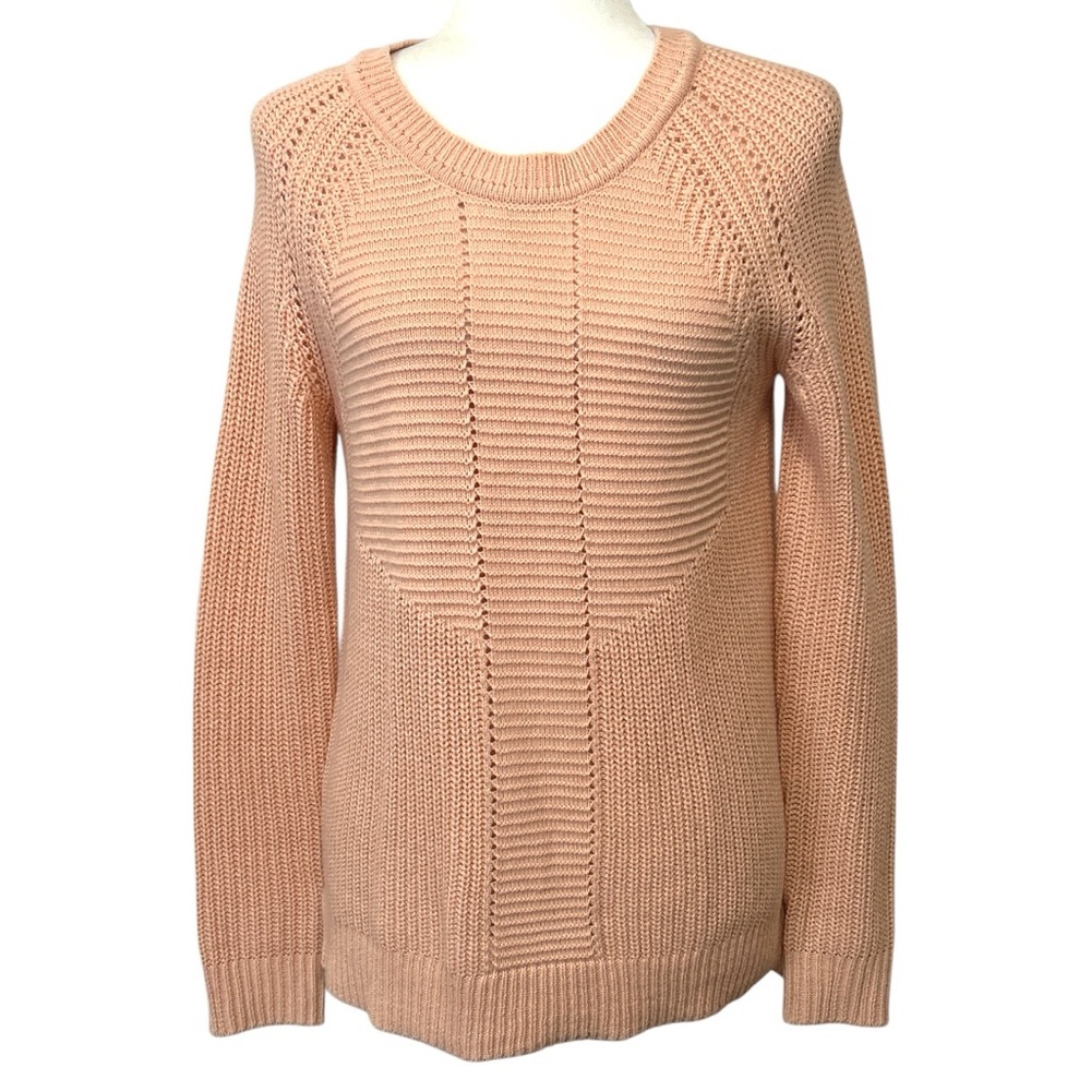 DIP Women's Knit Sweater Crew Neck Long Sleeves Small  Light Orange Pre-Owned